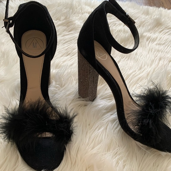 Furry black gem heels - Picture 1 of 4